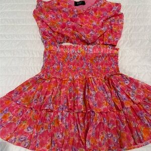 Pink Floral Tiered Casual Dress with Smocked Waist